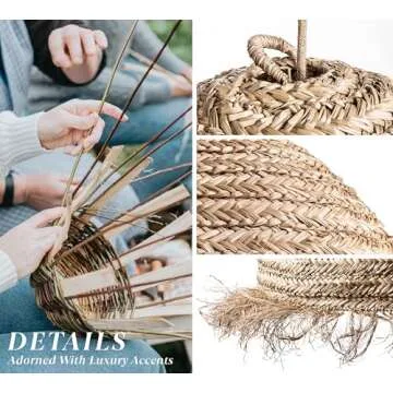 Rowabi Rattan Pendant Light - Bamboo Pendant Light, Boho Lamp, Rattan Furniture, Patio Pendant Light, Farmhouse, Bohemian Lampshade