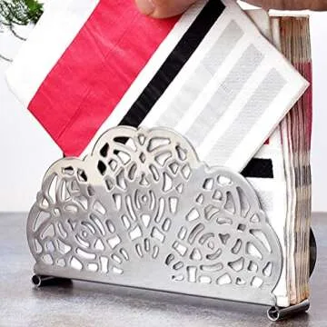 1pc Scalloped Napkin Holder Tissue Holder Wear-resistant Napkin Holder Napkin Storage Shelf Tissue Dispenser Hotel Supplies Decorative Tissue Stand Napkin Stand Tissue Rack
