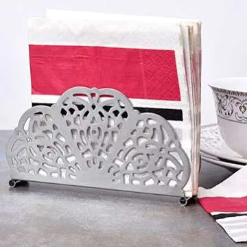1pc Scalloped Napkin Holder Tissue Holder Wear-resistant Napkin Holder Napkin Storage Shelf Tissue Dispenser Hotel Supplies Decorative Tissue Stand Napkin Stand Tissue Rack