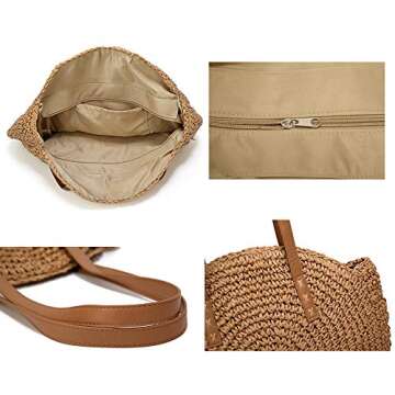 Women's Large Summer Beach Tote - Stylish Straw Handbag