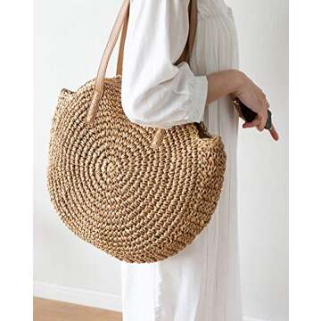 Women's Large Summer Beach Tote - Stylish Straw Handbag
