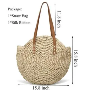 Women's Large Summer Beach Tote - Stylish Straw Handbag