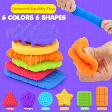 Fidget Sensory Toys for Kids Toddlers: 16 Pack Super Soft & Textured Squishy Sensory Fidget Toys for Autistic Children Special Needs | Sensory Stretchy Toys | Calm Down Toy for Toddler Girls Boys