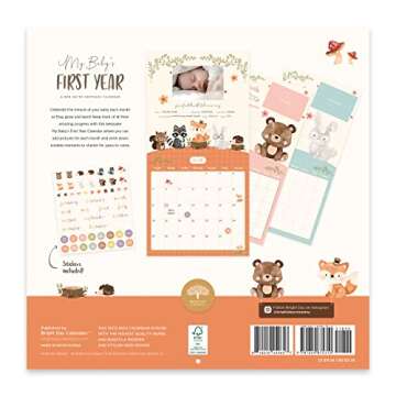 Baby's First Year Book & Calendar with 54 Stickers By Bright Day – Capture Milestones with Baby's ...