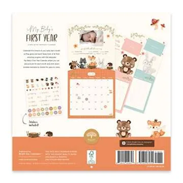 Baby's First Year Book & Calendar with 54 Stickers By Bright Day – Capture Milestones with Baby's ...