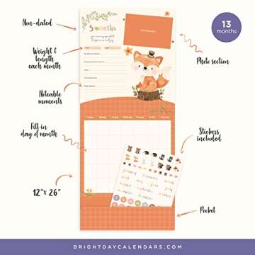 Baby's First Year Book & Calendar with 54 Stickers By Bright Day – Capture Milestones with Baby's First Year Calendar – Keepsake Memory Journal for Newborns