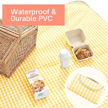 Waterproof Gingham Picnic Blanket Foldable Large XL Sizes