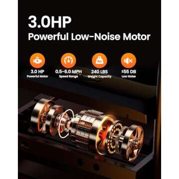 YUEJIQI Treadmills for Home, 3.0HP Folding Treadmill with Incline, Small Space Portable Running Mach...