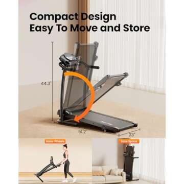 YUEJIQI 3.0HP Folding Treadmill with Incline