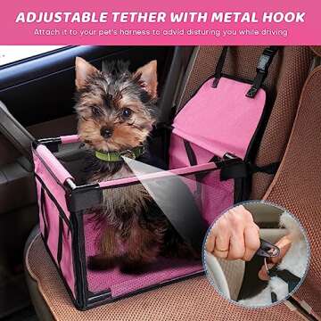 GENORTH Small Dog Car Seats for Small Dogs,Portable Puppy/Pet Car Booster Seat with Clip-On Leash an...