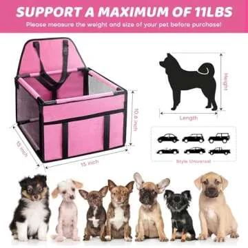 GENORTH Small Dog Car Seat for Pets Up to 11 lbs