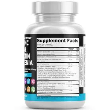 Clean Nutraceuticals NAC Supplement N-Acetyl Cysteine Vitamin D3 K2 Zinc Quercetin Sarracenia Purpurea with Elderberry Holy Basil Bee Propolis Bromelain L-Lysine - 60 Count