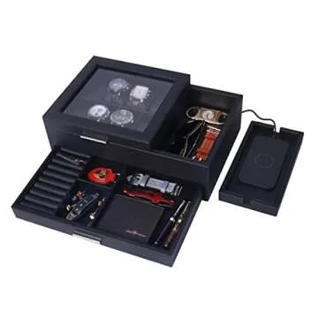 Lifomenz Co Men’s Jewelry Box Valet Tray & Charging Station