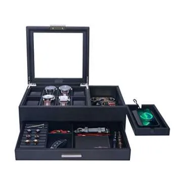 Lifomenz Co Men’s Jewelry Box Valet Tray & Charging Station