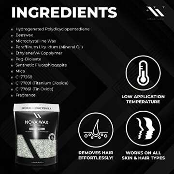 NOVA Wax 1000g (2.2lb) Hard Waxing Beads for Painless Hair Removal, Perfect for Brazilian, Bikini, Face, Legs, Underarm, Back, and Chest - Ideal for Sensitive Skin – Original Floral Scented Formula