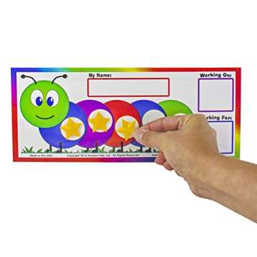 Kenson Kids “I Can Do It!” Caterpillar Token Board Dry Erase Star Chart for Kids Incentive – Ages 3-10 Colorful Magnetic Reward Chart with Positive-Reinforcement Stars and Customizable Goal Box.