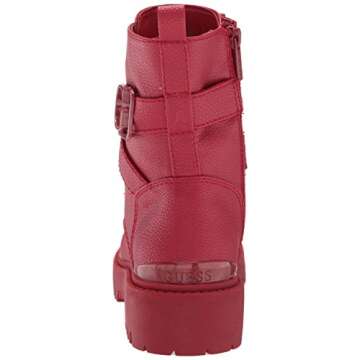GUESS Women's ORANA Combat Boot, Red, 7