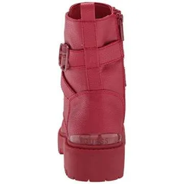 GUESS Women's ORANA Combat Boot, Red, 7