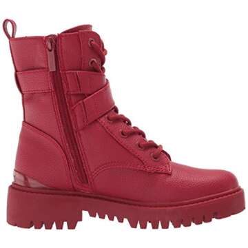 GUESS Women's ORANA Combat Boot, Red, 7