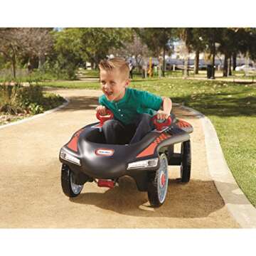 Little Tikes Jett Car Racer Black, Ride On Car with Adjustable Seat Back, Dual Handle Rear Wheel Ste...