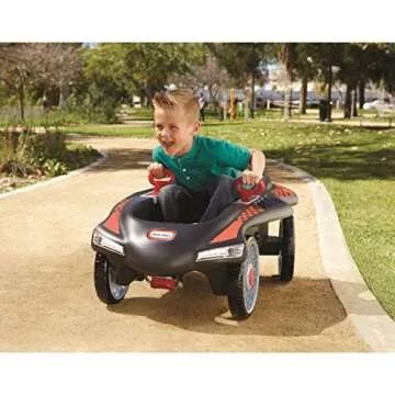 Little Tikes Jett Car Racer Black, Ride On Car with Adjustable Seat Back, Dual Handle Rear Wheel Ste...