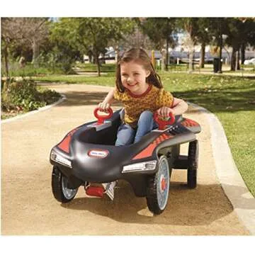 Little Tikes Jett Car Racer Black, Ride On Car with Adjustable Seat Back, Dual Handle Rear Wheel Steering, Racing Control, Kid Powered Fun, Great Gift for Kids, Toys for Girls Boys Ages 3-10 Years