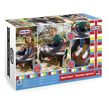 Little Tikes Jett Car Racer Black, Ride On Car with Adjustable Seat Back, Dual Handle Rear Wheel Steering, Racing Control, Kid Powered Fun, Great Gift for Kids, Toys for Girls Boys Ages 3-10 Years