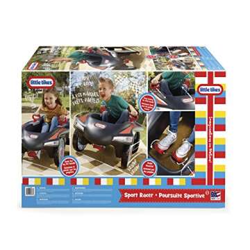 Little Tikes Jett Car Racer Black, Ride On Car with Adjustable Seat Back, Dual Handle Rear Wheel Steering, Racing Control, Kid Powered Fun, Great Gift for Kids, Toys for Girls Boys Ages 3-10 Years