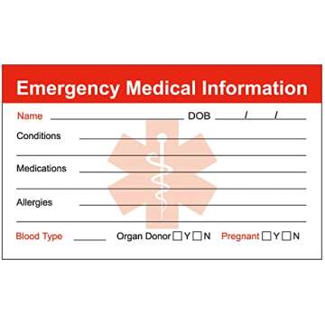 RXBC2011 Emergency Medical Information ID Card Pack of 5