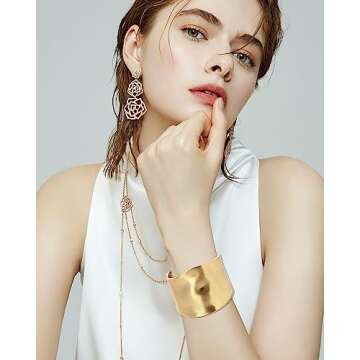 CASDAN 3 Pcs Gold Cuff Bracelets for Women Stylish Bangles