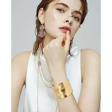 CASDAN 3 Pcs Gold Cuff Bracelets for Women Stylish Bangles