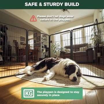 FXW Homeplus Indoor Dog Playpen - Stress-Free and Safe Play, 40 Inch 8 Panels for Medium and Large Dogs, Black│Patented