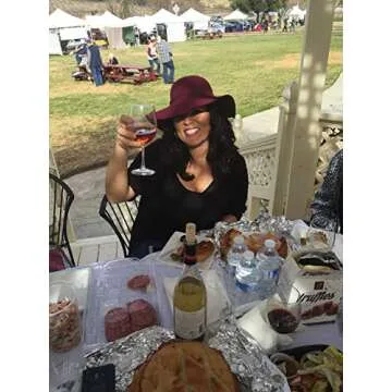 Bienvenu Women's Floppy Hat, Wide Brim Felt Wool Fedora Hat, Ribbon Band Dressy Party Hat, Burgundy