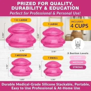 Silicone Cupping Therapy Set Professional Massage Cupping Cups for Cupping Therapy 4 Cup Kit for Mas...