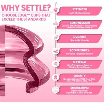 Silicone Cupping Therapy Set Professional Massage Cupping Cups for Cupping Therapy 4 Cup Kit for Massage, Myofascial Release, Cellulite Reduction (Lure Pink)