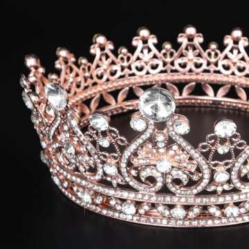 BAHABY Rose Gold Crown Cake Topper for Wedding Birthday Baby Shower Party Favors