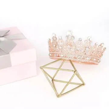 BAHABY Rose Gold Crown Cake Topper for Wedding Birthday Baby Shower Party Favors