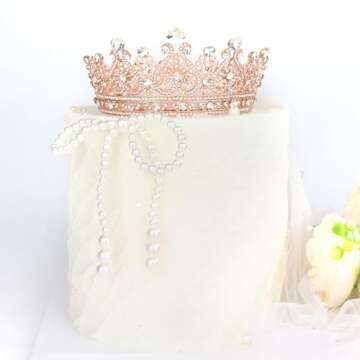 BAHABY Rose Gold Crown Cake Topper for Wedding Birthday Baby Shower Party Favors
