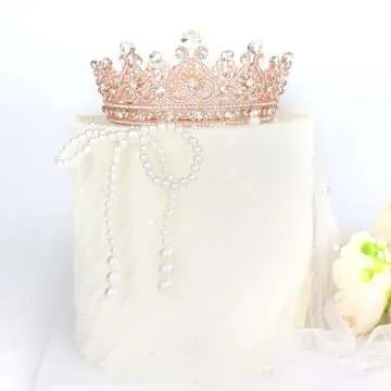 BAHABY Rose Gold Crown Cake Topper for Wedding Birthday Baby Shower Party Favors