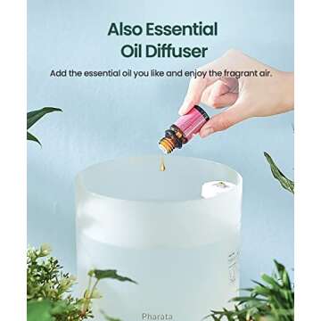 Pharata Humidifiers for Bedroom Large Room, 2.5L Cool Mist Humidifier with Essential Oil Diffuser, Top Fill Humidifier for Baby, Home, Plant, Ultrasonic Humidification for whole house, Auto Shut-Off