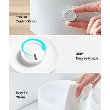 Pharata Humidifiers for Bedroom Large Room, 2.5L Cool Mist Humidifier with Essential Oil Diffuser, Top Fill Humidifier for Baby, Home, Plant, Ultrasonic Humidification for whole house, Auto Shut-Off