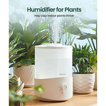 Pharata Humidifiers for Bedroom Large Room, 2.5L Cool Mist Humidifier with Essential Oil Diffuser, Top Fill Humidifier for Baby, Home, Plant, Ultrasonic Humidification for whole house, Auto Shut-Off