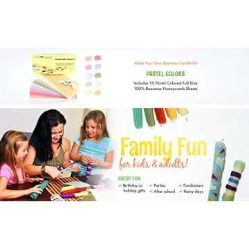 Beeswax Candle Making Kit with 10 Full Size (16" x 8") Pure Honeycomb Beeswax Sheets in Pastel Colors and 18 Feet of Cotton Wick - Candle Making Supplies for Beeswax Candles DIY Craft Kit Made in USA