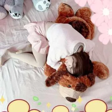 Giant Dog Stuffed Animals Cute Plush Soft Toys for Children Girlfriend Wife Gift, Light Brown 56 Inch, Valentine's Day Gifts Idea.