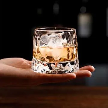 RareCi Rotatable Crystal Whiskey Glasses Set - 5 oz