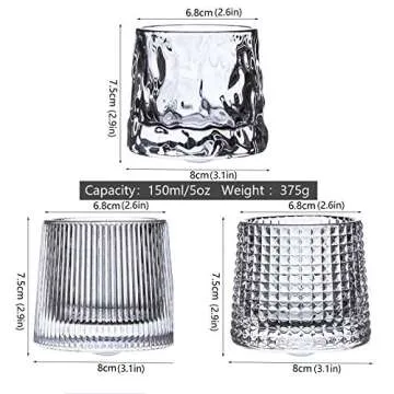RareCi Rotatable Crystal Whiskey Glasses Set - 5 oz