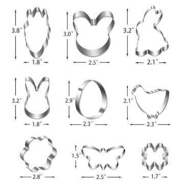 Easter Cookie Cutters Set - Bunny, Egg, Flower, and More - 9PCS