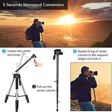 Versatile 72-Inch Tripod for DSLR & Phone - MH1 Silver