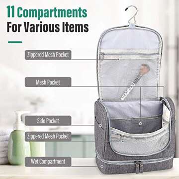 VAGREEZ Toiletry Bag - Large Waterproof Hanging Organizer