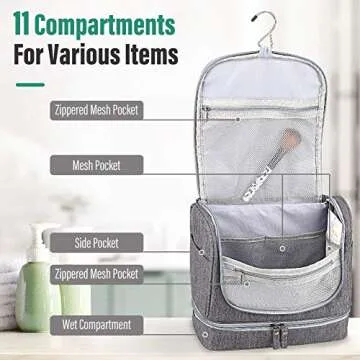 VAGREEZ Toiletry Bag - Large Waterproof Hanging Organizer
